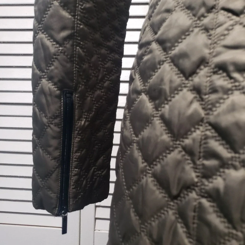 Laundry Shelli Segal Quilted Jacket Women's Small Olive Green Fill Zip Lined EUC - Picture 5 of 12